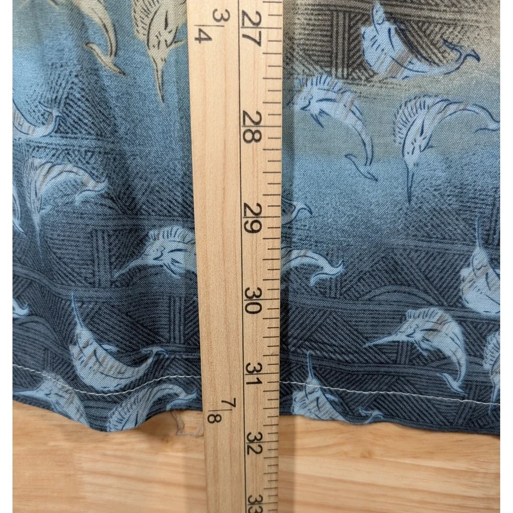 Campia Moda Men's M Shirt Blue Tan Marlin Fish Pattern